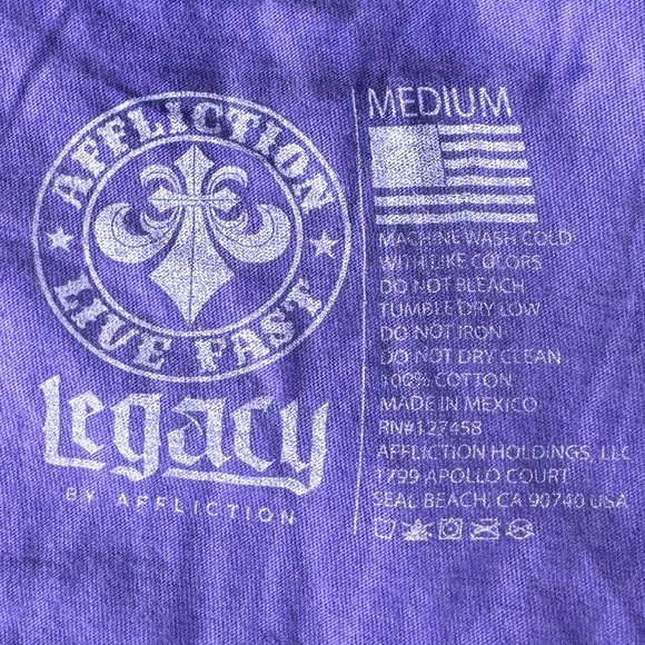 Legacy By Affliction Men's Graphic T-shirt -Purple /Yellow -Size: M / XL - NWT - Picture 9 of 9